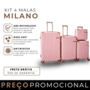 Kit de 4 Malas Milano™ em ABS Reforçado com Giro 360° e Design Antirrisco