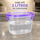 [LEVE 8 PAGUE 4] Potes Herméticos Redondos em Plástico Resistente e Tampa de Vedação com Travas + 8 Copos de Vidro Fumê
